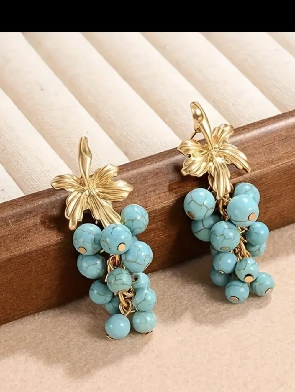 18K Gold Plated Turqouise Grape Earrings